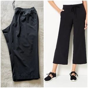 J Jill Fit Womens Plus Sz 3X Black Drawstring-Waist Crops Pants Pull On Pockets